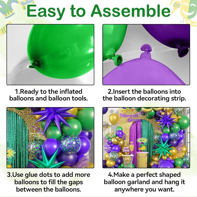 Purple Green Balloon Garland Arch Kit - Image 6