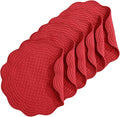 HOMBYS Quilted Placemats Set of 6 Washable Round Placemats by HOMBYS
