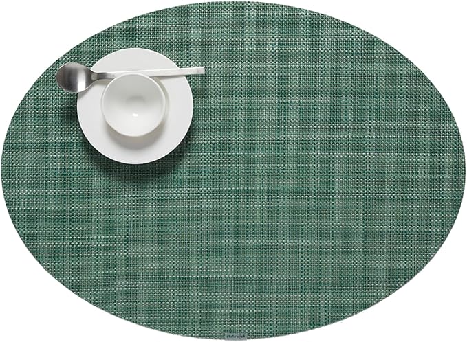 Chilewich Mini Basketweave Placemats, Woven Oval Placemats Set of 4 | Reusable by Chilewich