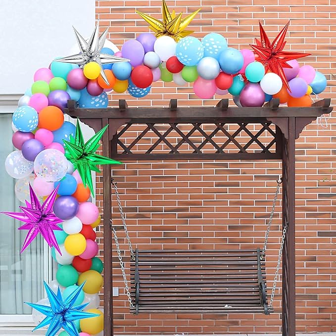 72 PCS Star Balloons, Big 26 Inch Star Cone Balloons Metallic, Colorful - Image 6