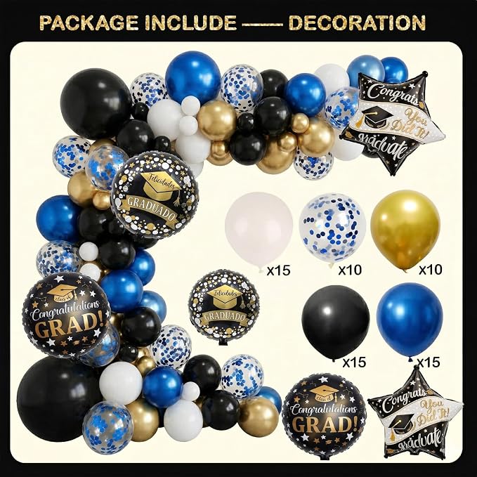 Black and Blue Graduation Decorations Class of 2026 - Image 7