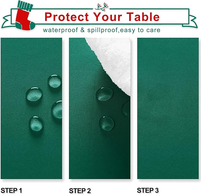 Hiasan Emerald Green Tablecloth for Rectangle Tables - Waterproof Washable Oblong Table Cloth for Dining Kitchen and Outdoor Use, 60 x 140 Inch