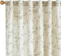 Green Vintage Floral Linen Curtains Farmhouse 50W X 90L 2 Panels | Elisa Series by Lazzzy