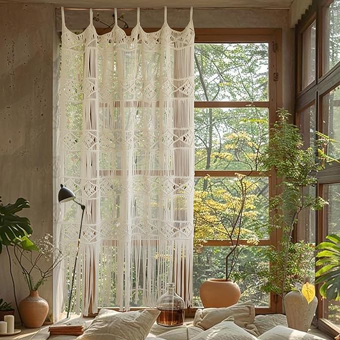 Macrame Curtain Handmade Woven Divider Doorway window Curtain 42"W*75"L | - Image 2