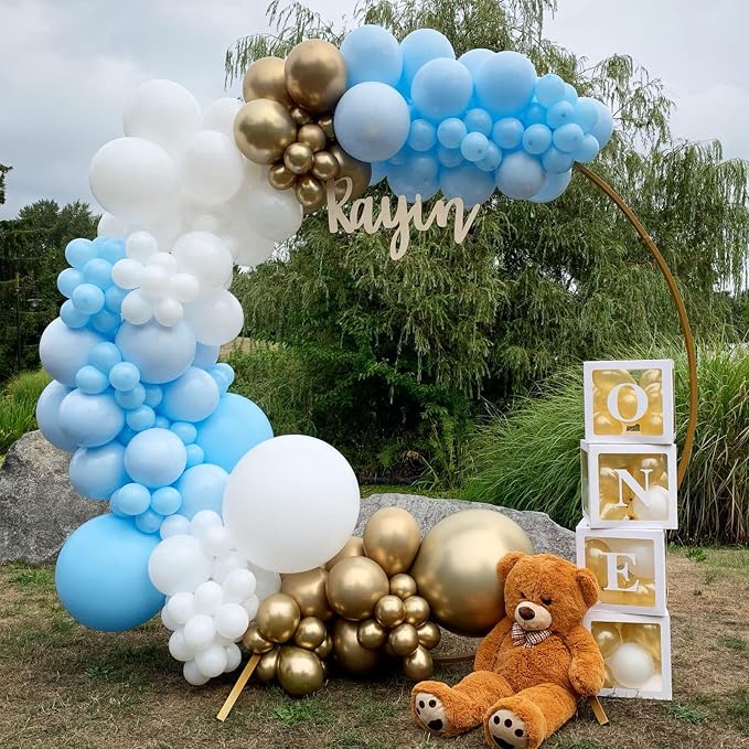 Voircoloria 130pcs Light Blue Balloons Garland Arch Kit, 18 12 10 5 Inch | - Image 9