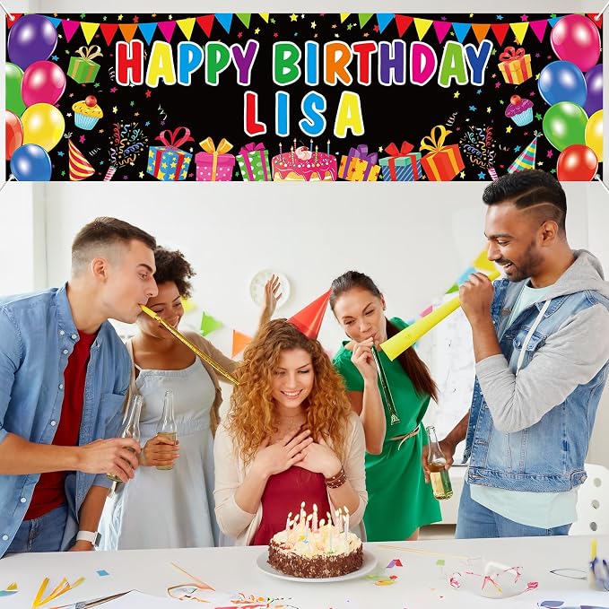 Lonfliness Personalized Birthday Banner Happy Birthday Party Decor Custom DIY - Image 4