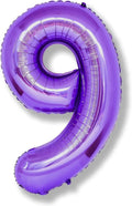 40 Inch Purple Number Balloons, Giant Self Inflating Foil 9 Years Old Birthday by Isndare