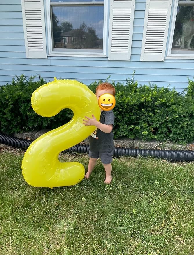 2 Balloon Numbers Birthday Decorations, 40In Yellow Balloons - Image 2