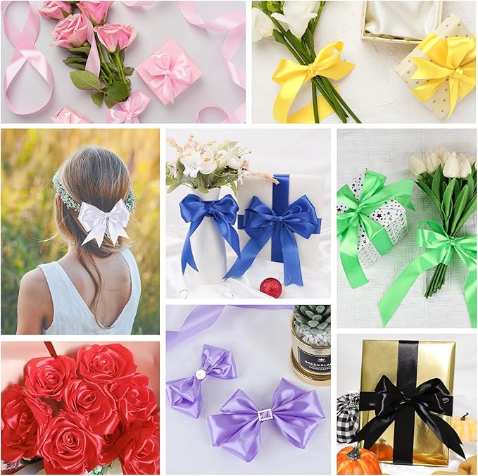 NESCCI 200 Yards Ribbon,1-1/2 Inch Satin Ribbon,Single Face Satin Ribbons, Perfect for Gift Wrapping,Wedding Decoration,Handmade Bows,Wrapping Bouquet, Halloween, Christmas