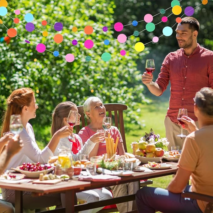 Outus 20 Pieces Colorful Circle Garland Banner Hanging Paper Dot Decorations - Image 7