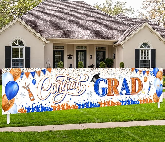Congrats Grad Banner Decoration-Class of 2026 Banner, Graduation Party by GREHUMOR