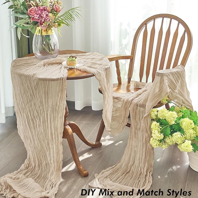IVAPUPU 10 Pcs Cheesecloth Table Runner - 10ft Nude Boho Gauze Cheese Cloth - Image 7