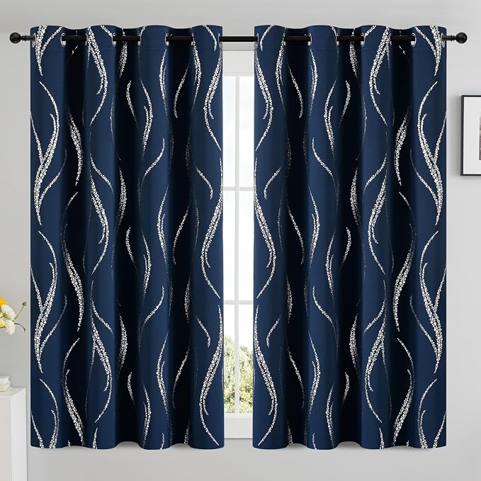 Yakamok Navy Blue Blackout Curtains - Image 2