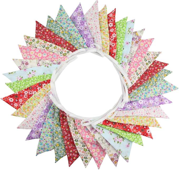 10M/32Ft Triangle Bunting Banner, Baby Shower, Outdoor and Home Decorations by JIALITFUN