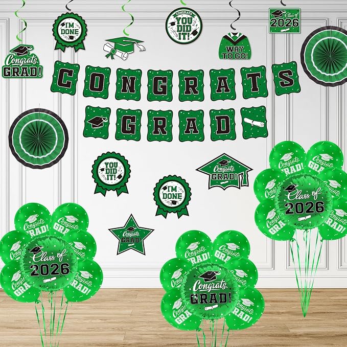 Green Themed 2026 Graduation Decorations Set - Image 7