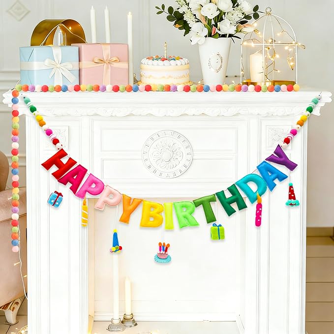 Pre-Strung Happy Birthday Banner, Felt Birthday Garland - Image 7