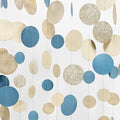 Champagne Gold Dusty Blue Beige Circle Dot Garland Hanging Paper Polka Dot by pinkblume