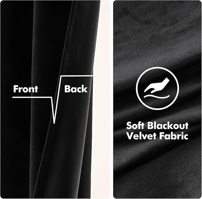 MIULEE Velvet Curtains Halloween Black 52 x 63 Inch Length Set of 2 | Grommet - Image 3