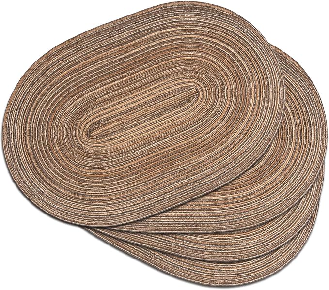 Placemats Set of 4, Woven Oval Braided Dining Table Mats | 12 x 17.5 Inch Size by Noctiflorous
