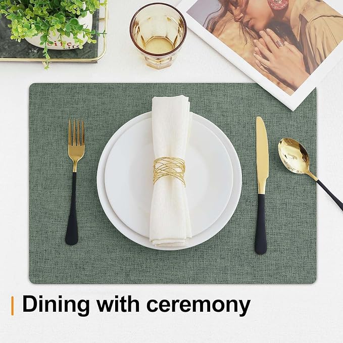 Homaxy Cloths Placemats for Dining Table Set of 6, Cotton Linen Blend Table Mats - Image 4