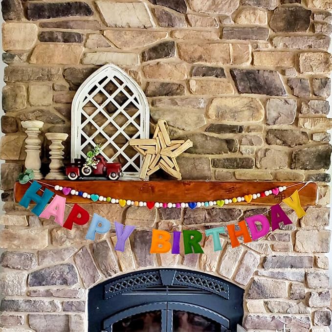 Pre-Strung Reusable 3D Happy Birthday Banner, Rainbow Birthday Decorations | - Image 4