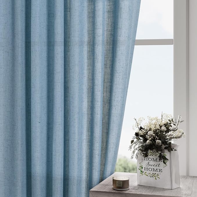 Blue Extra Long Curtain 102 inches Long 2 Panels Set - Image 5