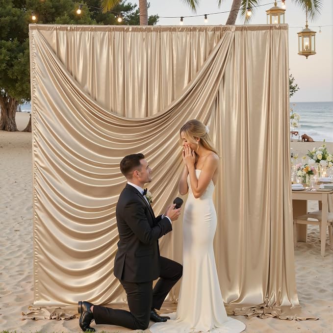 gogoparti 20x12FT Champagne Sequin Backdrop Curtain-4 Panels of 5x12FT - Image 2