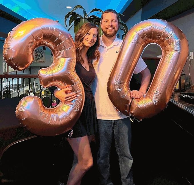 6 Balloon - Rose Gold Birthday Number Balloons, 40 Inch Party Decorations | - Image 4