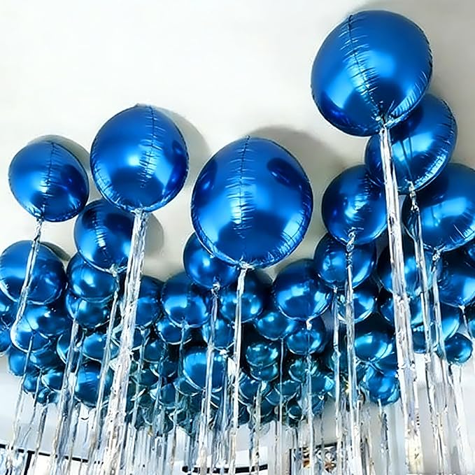Biapian 12Pcs Dark Blue Round Foil Balloons, Big Blue Metallic Balloons - Image 6
