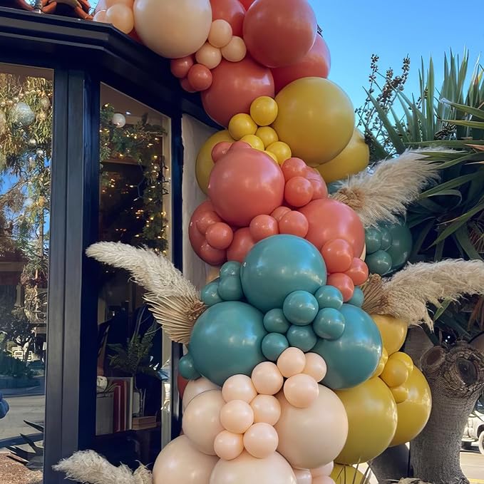 Boho Rainbow Balloons, Rainbow Colorful Balloon, Retro Ivory White Yellow - Image 3