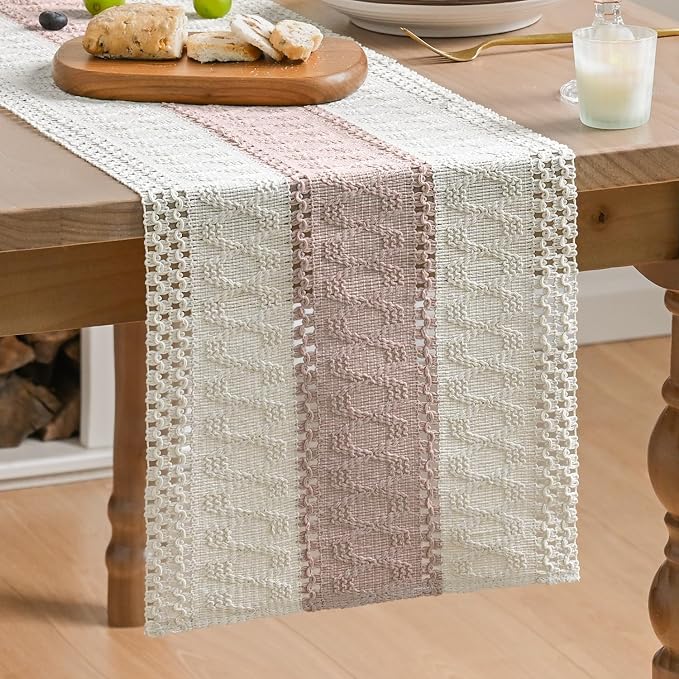 Artoid Mode Pink Farmhouse Rustic Table Runner 12x36 Inch | Seasonal Holiday by ArtoidMode