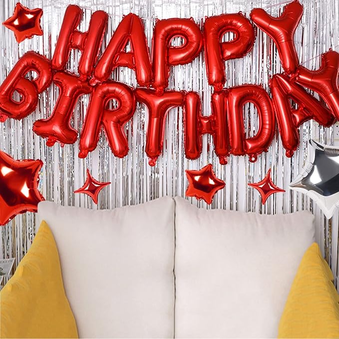 CANREVEL Happy Birthday Banner Decorations + 12Pcs Star Balloons, - Image 7