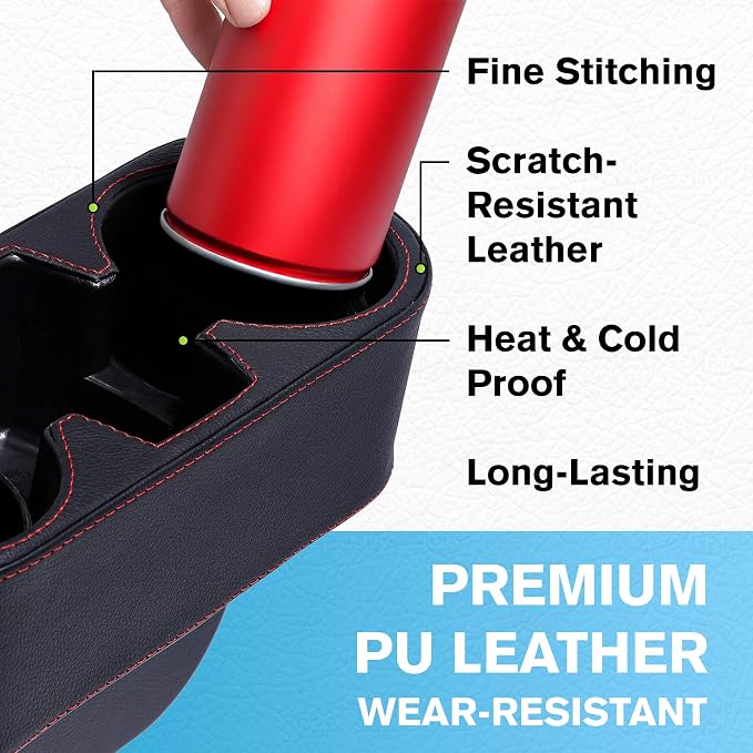 Car Cup Holder, PU Leather, Car Seat Gap Filler Organizer, Front Seat Organizer - Image 5