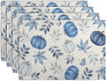 Blue Pumpkin Maple Leaves Fall Placemats Set of 4 Autumn Thanksgiving Harvest by Wnoesat