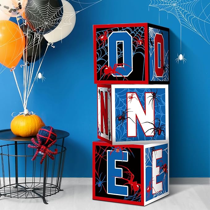 Feifeiya 3 Pcs Spider 1st Birthday Decoration Spider Theme Balloon Boxes One by Feifeiya