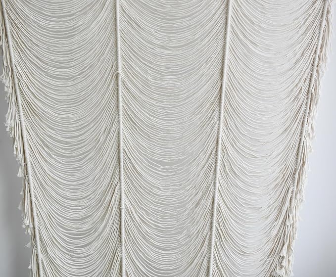 Macrame Curtain White Handmade Boho Room Divider Window Yarn 59"W*75"L | Cotton - Image 7