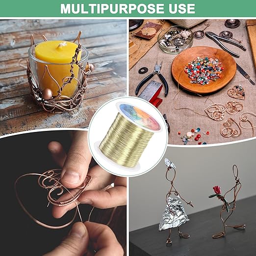 0.3mm Jewelry Wire, 28 Gauge 328FT Craft Wire Copper Beading Wire for Jewelry Making/Planting/Weaving/DIY Crafting, Soft Metal Wires [100M, Light Golden]