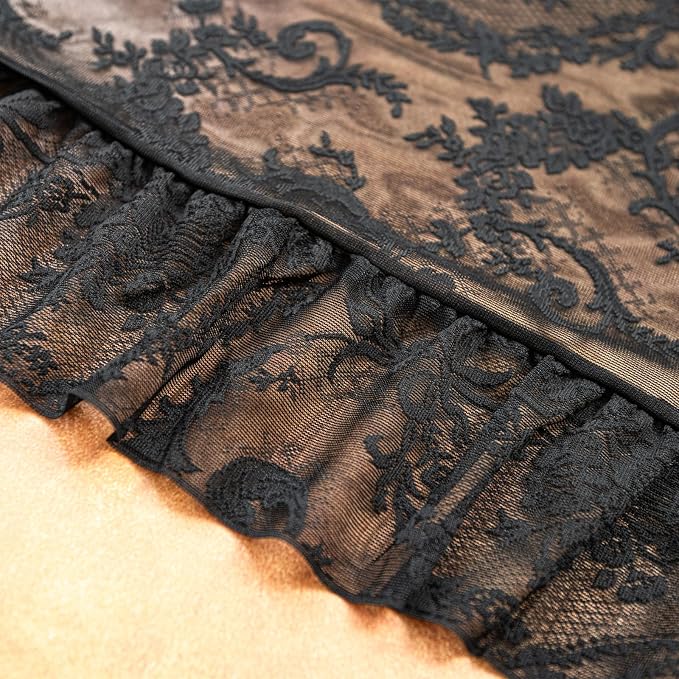 Deeprove Black Lace Curtains 96 Inch Length Set of 2 Panels Pair - Image 5