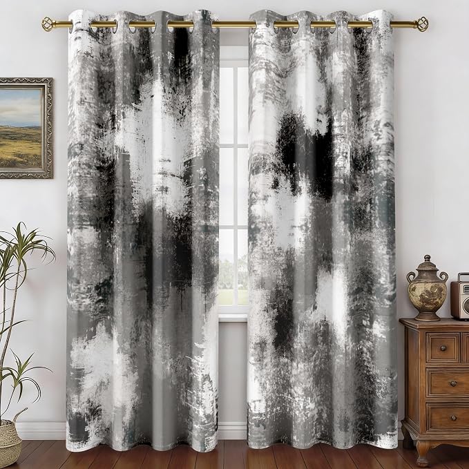 Asuexpect Black Grey Abstract Curtains 2 Panels Abstract Rust Curtain Room by Asuexpect