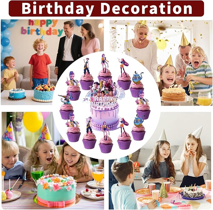 25 Pcs Cartoon Cake Decorations, Cute Happy Birthday Cake Toppers, Birthday - Image 6