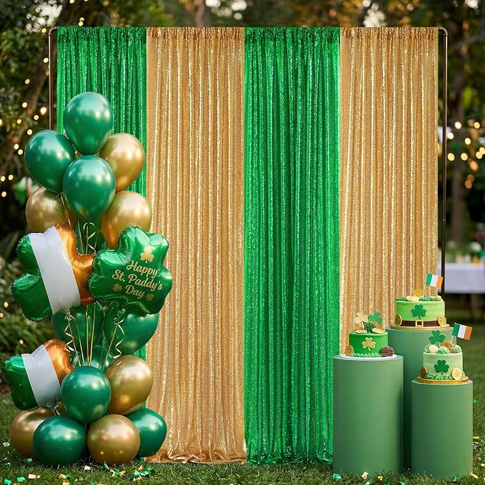 Green Sequin Backdrop Curtains-2 Panels 2FTx8FT Green Backdrop - Image 5
