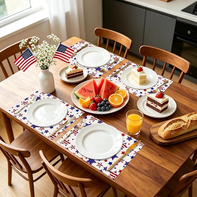 50 Pack Patriotic Disposable Paper Placemats, Star and Stripes Table Mats | - Image 7