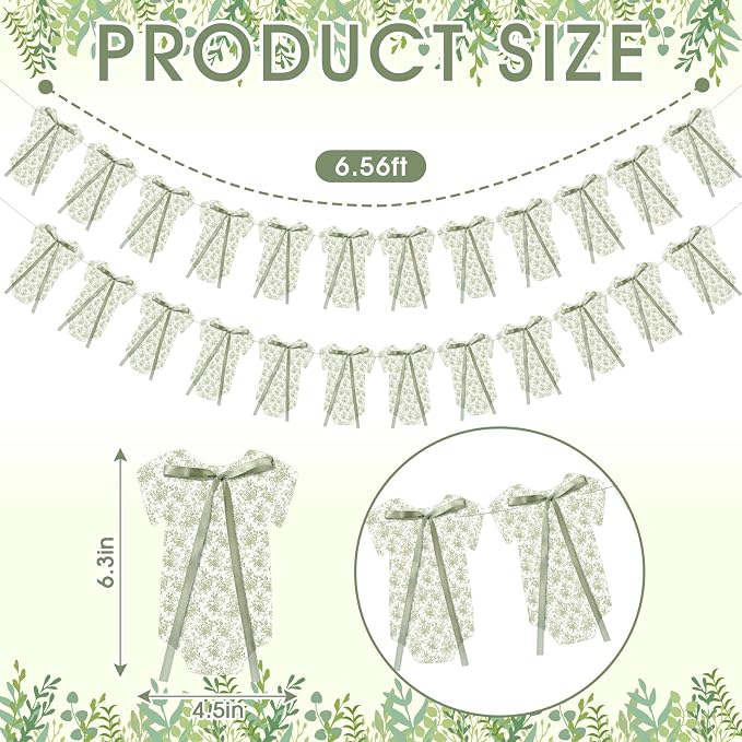 Weysat 2 Pcs Baby Clothes Banner Baby Boys Girls Shower Decorations Sage Green - Image 2