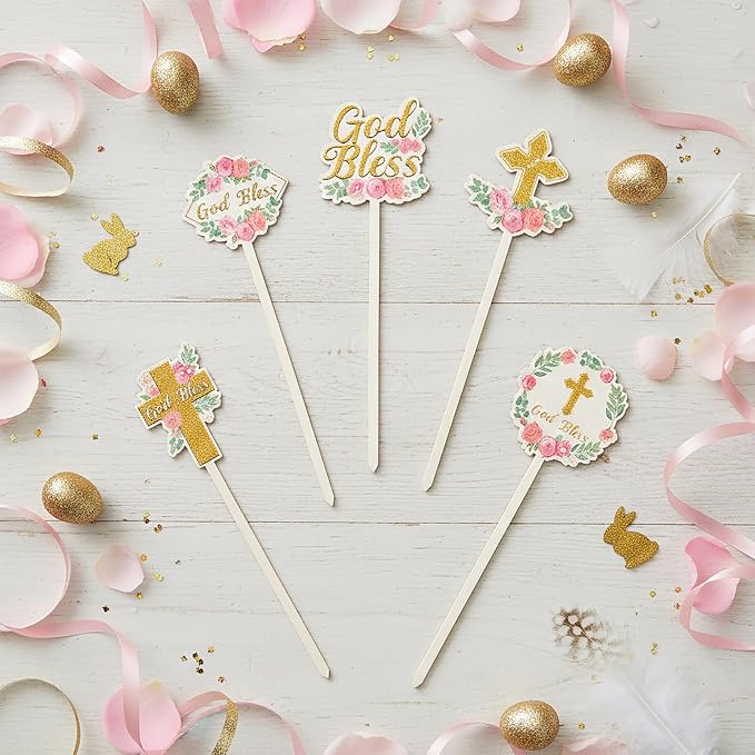 TICIAGA Floral God Bless Decorative Picks - Image 3