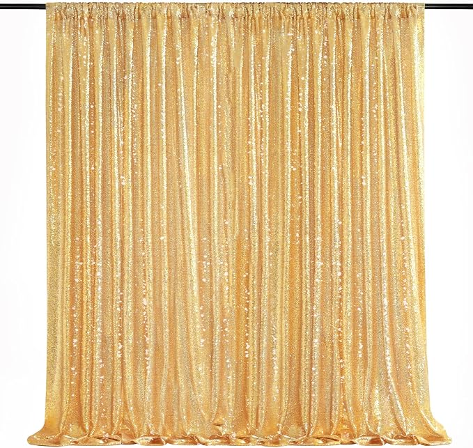 QueenDream Gold Sequin Backdrop Curtain Party Decorations: 10ft x 10ft | by QueenDream