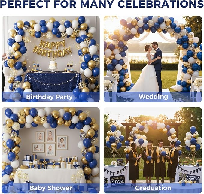 LovesTown Navy Blue Gold and White Balloons - Image 5