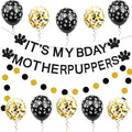 Dogs Brithday Decorations Its My Bday Mother Puppers Banner Glitter Black Gold by PEIQICHU