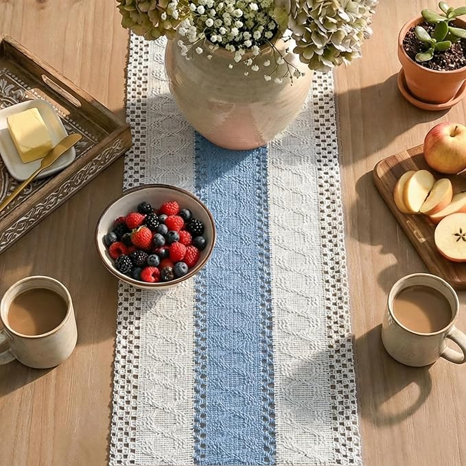Artoid Mode Sky Blue Farmhouse Rustic Table Runner 12x60 Inch | Seasonal - Image 8