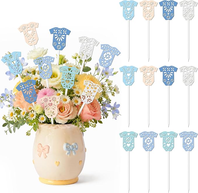 TICIAGA Cielito Lindo Bodysuit Wooden Picks Baby Shower Floral Vase Decor | by TICIAGA