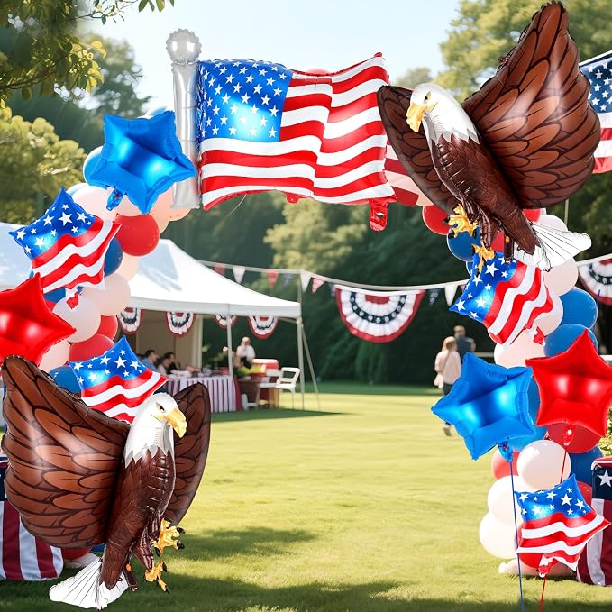 12 Pcs Patriotic Balloons, Eagle American Flag Balloon, 4th of July Balloons - Image 6